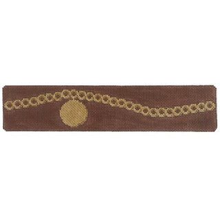 Gold Disc Charm Bracelet on Brown Painted Canvas Rachel Donley 
