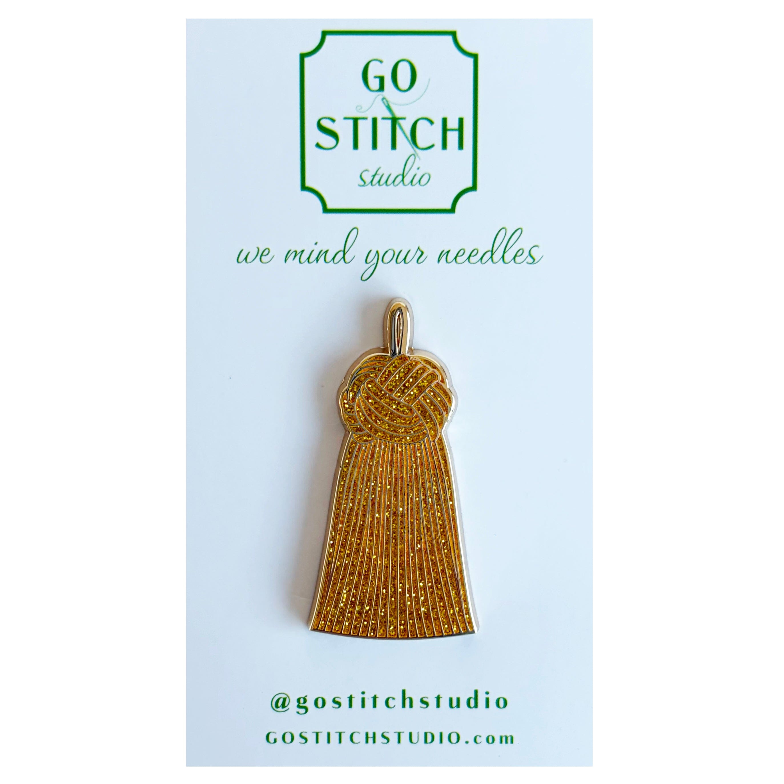 Gold Glitter French Knot Tassel Needle Minder Accessories Go Stitch Studio  - 1