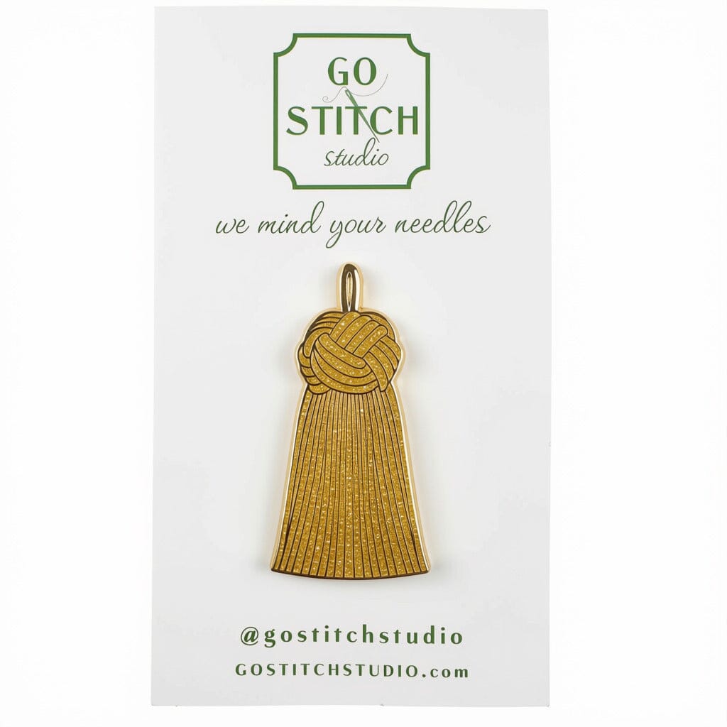 Gold Glitter French Knot Tassel Needle Minder Accessories Go Stitch Studio  - 1