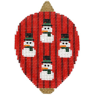Gold Snowmen on Red Stripes Bauble Painted Canvas Kristine Kingston 
