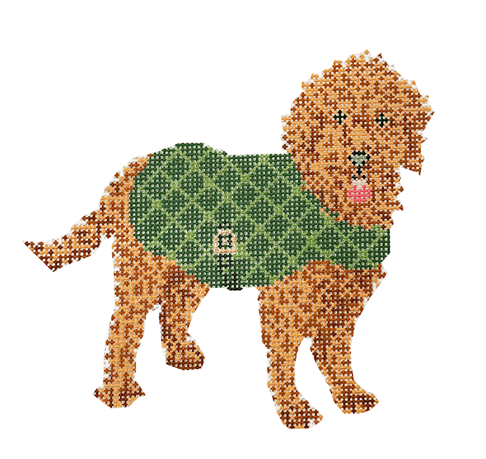 Golden Doodle with Green Coat Printed Canvas PIP & Roo 