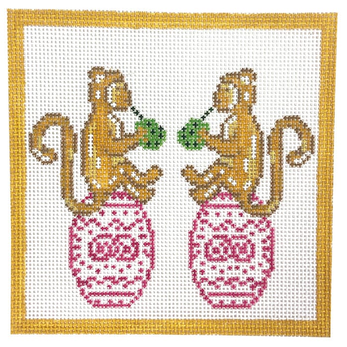 Golden Monkey Square Painted Canvas KCN Designers  - 1