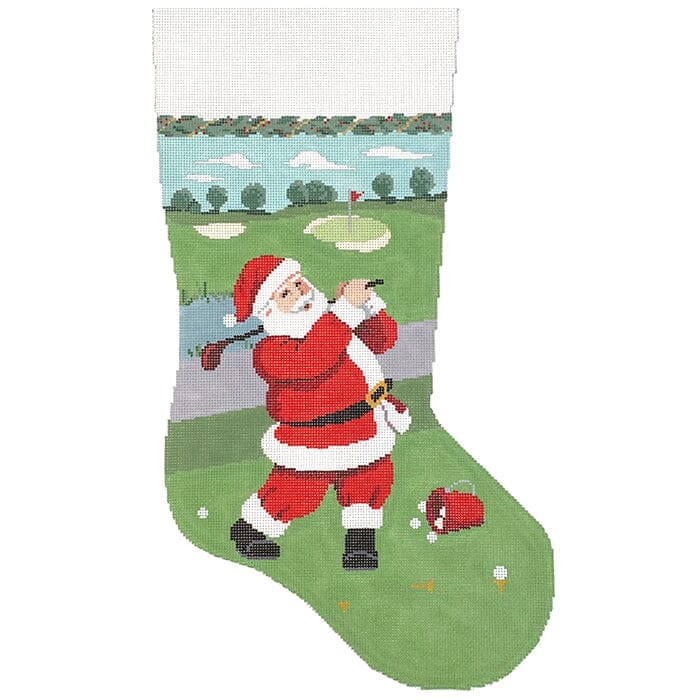 Golf Practice, Stocking Painted Canvas Susan Roberts Needlepoint Designs Inc. 