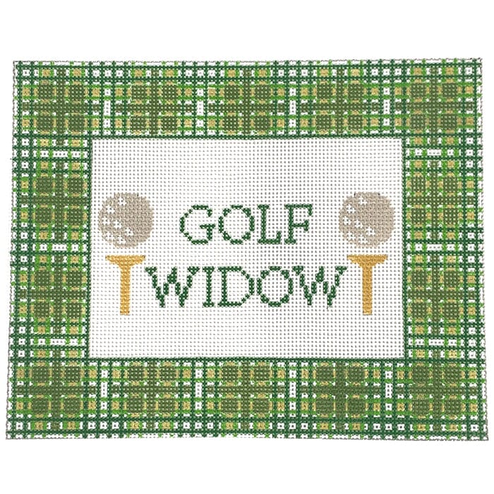Golf Widow Green Plaid Painted Canvas Atlantic Blue Canvas 

