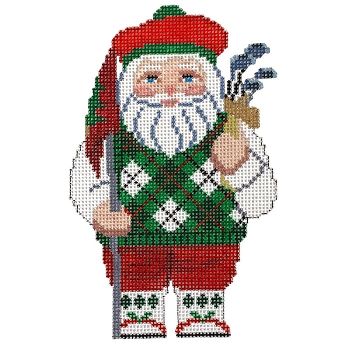 Golfing Santa on 18 Painted Canvas Susan Roberts Needlepoint Designs Inc. 