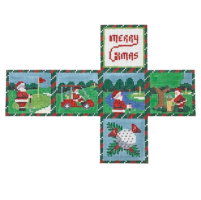 Golfing Santa Painted Canvas Susan Roberts Needlepoint Designs Inc. 
