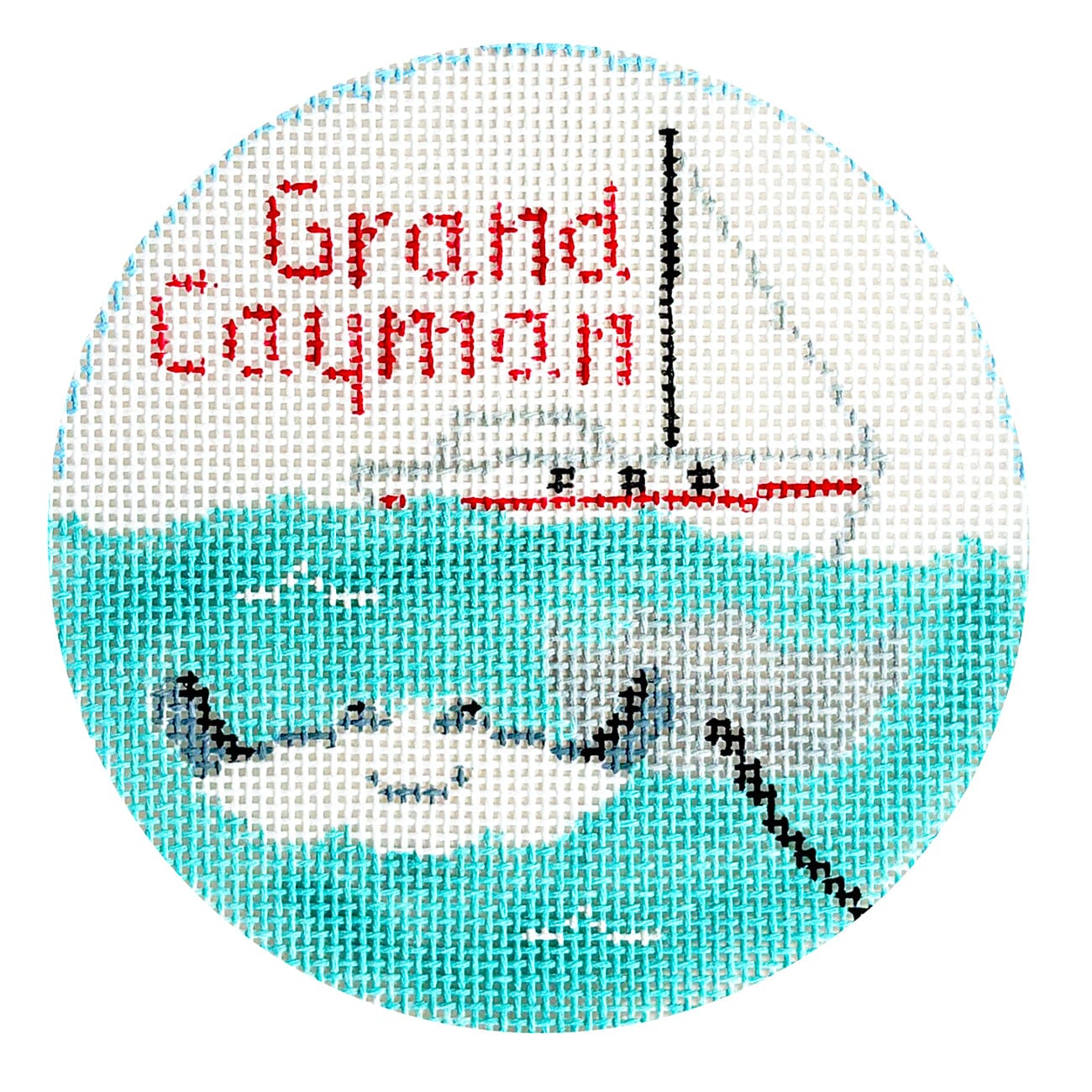 Grand Cayman Round   North Sound Lagoon Painted Canvas Kathy Schenkel Designs  - 1
