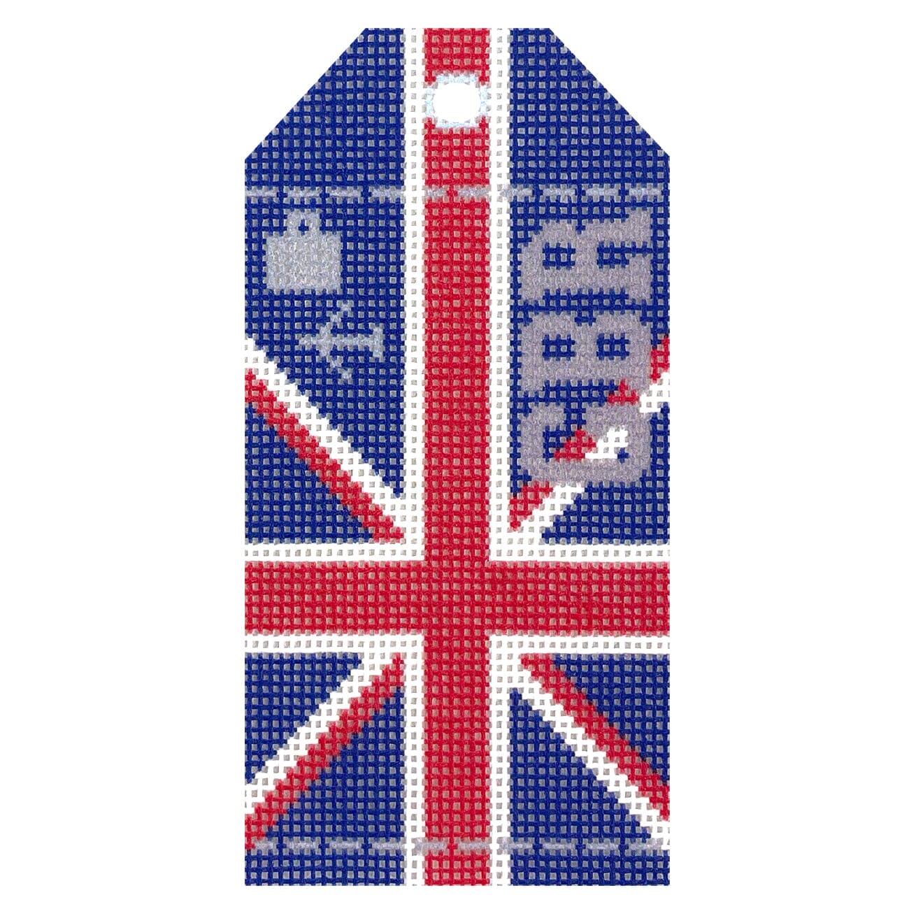 Great Britain Wee Flag Travel Tag Printed Canvas Hedgehog Needlepoint  - 1