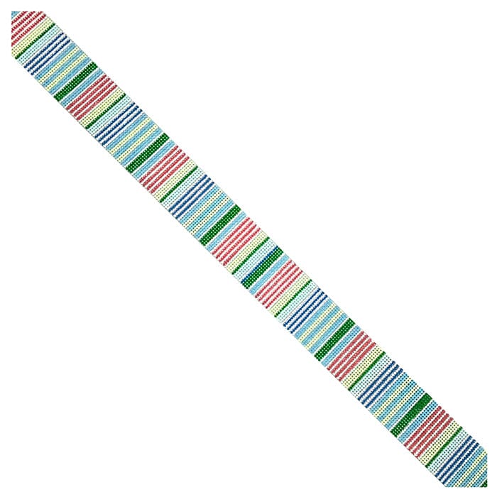Green and Blue Candy Stripes Belt on 13 Painted Canvas Kristine Kingston 
