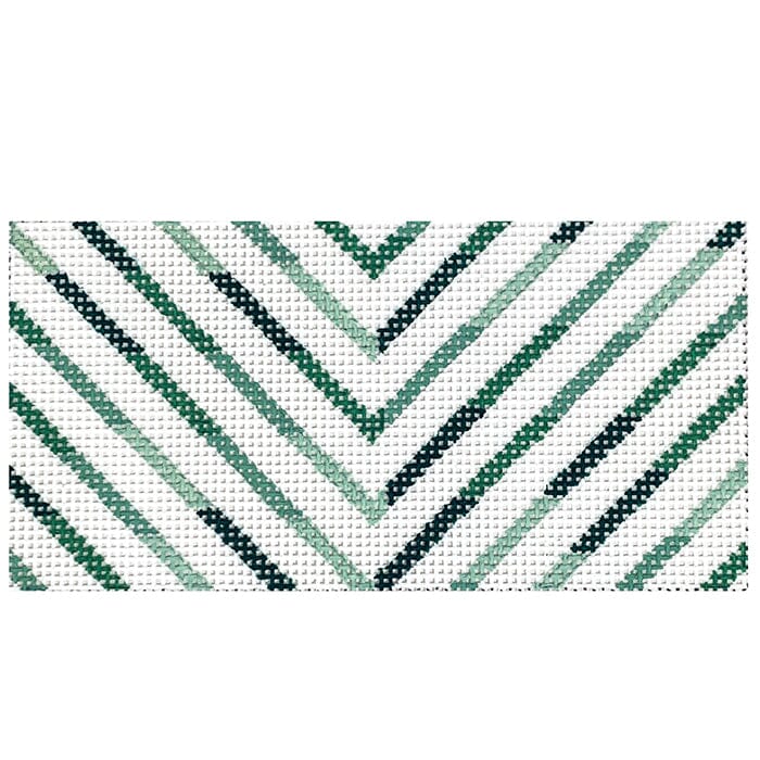 Green Chevron 3x6 Clutch Insert Painted Canvas Anne Fisher Needlepoint LLC 