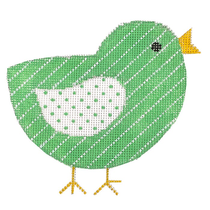Green Chick w/Stitch Guide Painted Canvas Danji Designs  - 1