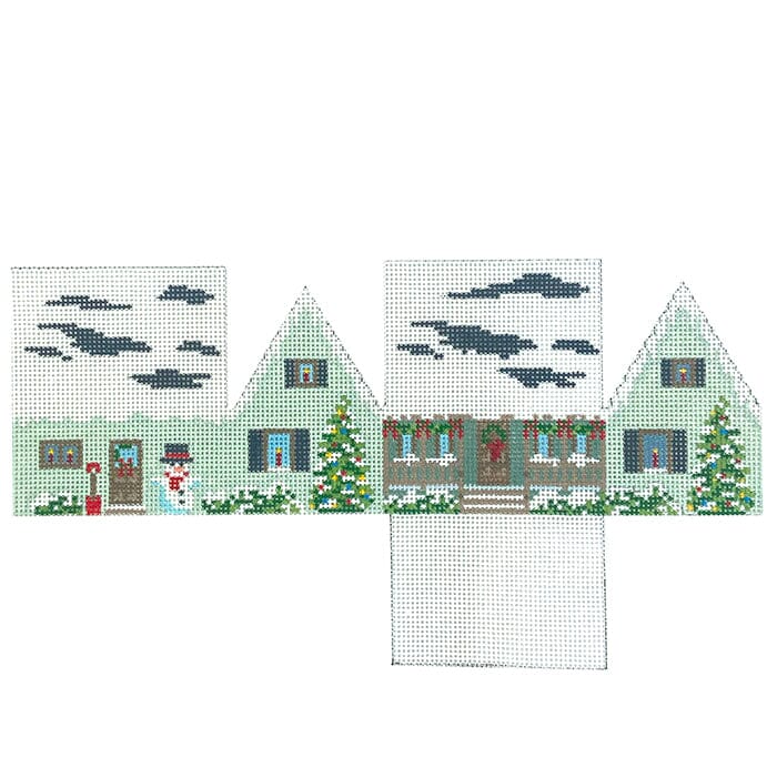 Green Christmas House, Mini House   18M Painted Canvas Susan Roberts Needlepoint Designs Inc. 
