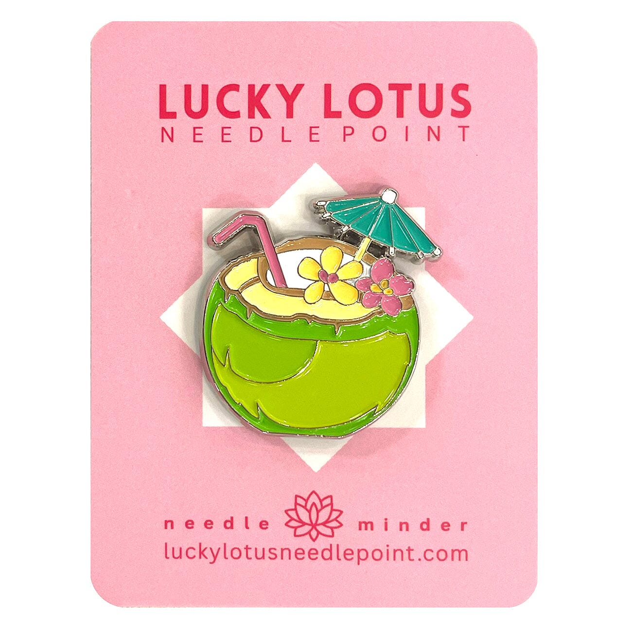 Green Coconut Drink Needle Minder Accessories Lucky Lotus Needlepoint  - 1