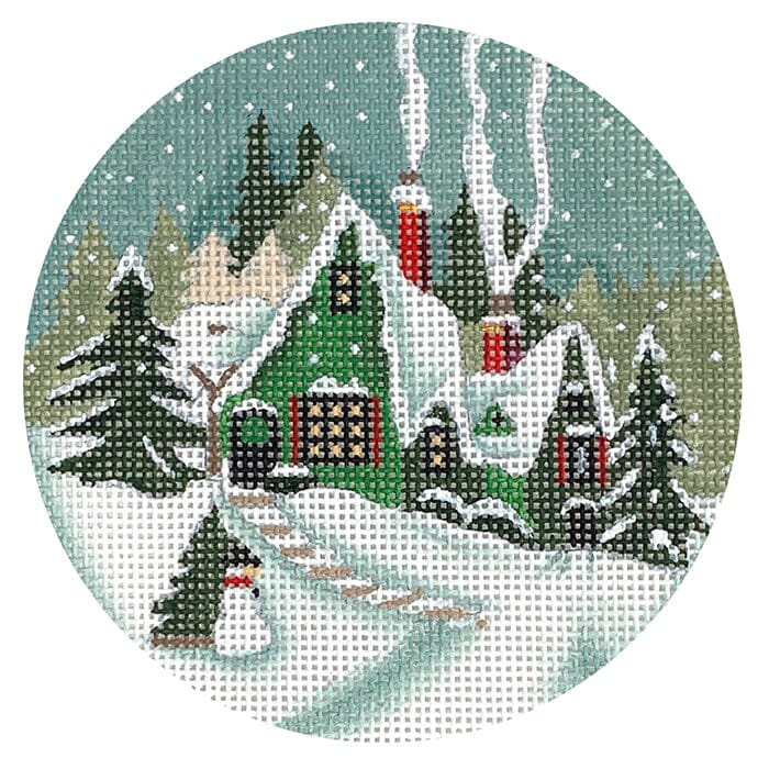 Green Cottage Round Painted Canvas Melissa Shirley Designs 