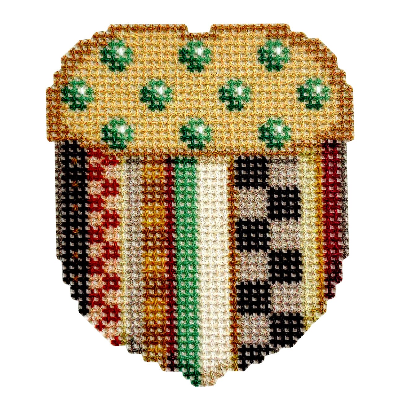 Green Dot Cap/Stripe Acorn Printed Canvas Two Sisters Needlepoint  - 1