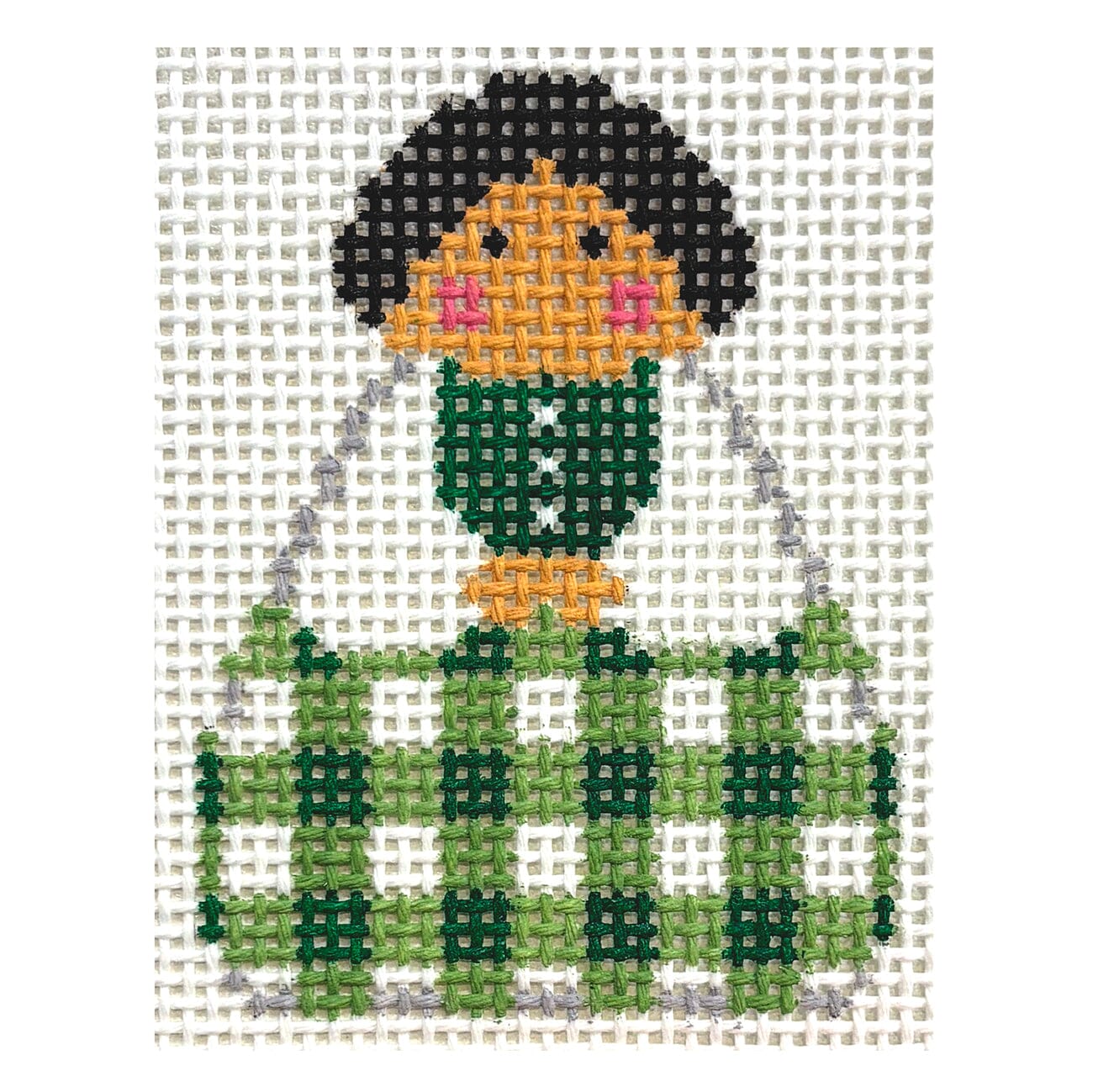 Green Gingham Angel Painted Canvas KCN Designers  - 1