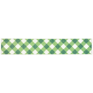 Green Gingham Key Fob Printed Canvas Two Sisters Needlepoint 
