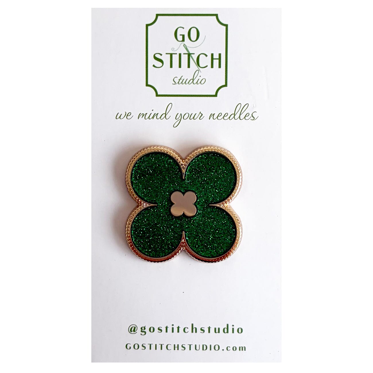 Green Glitter Clover Needle Minder Accessories Go Stitch Studio 
