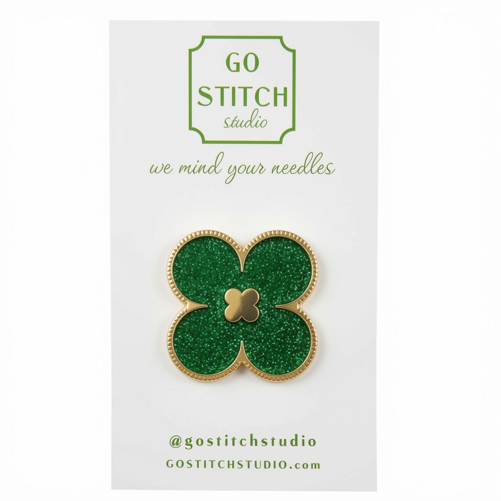 Green Glitter Clover Needle Minder - 1