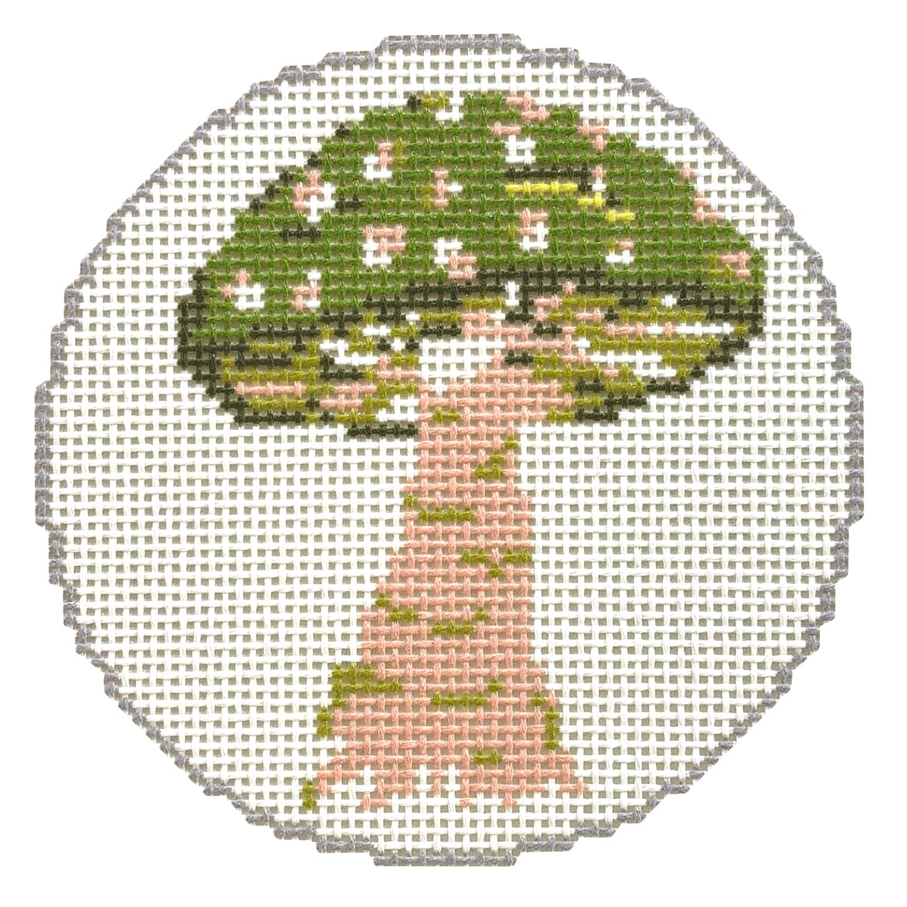 Green Mushroom Ornament Painted Canvas KCN Designers  - 1