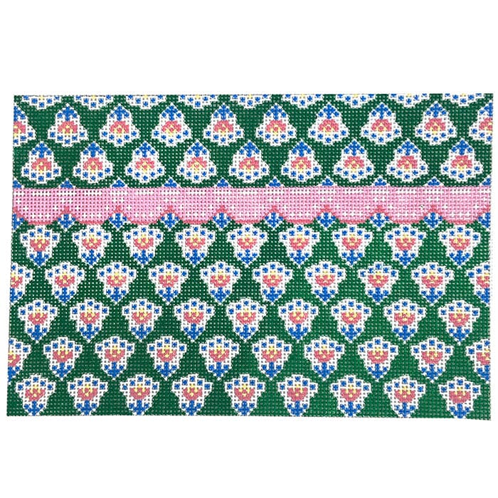 Green Provence Clutch Painted Canvas Anne Fisher Needlepoint LLC 