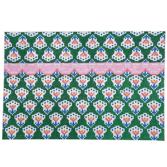 Green Provence Clutch Painted Canvas Anne Fisher Needlepoint LLC 