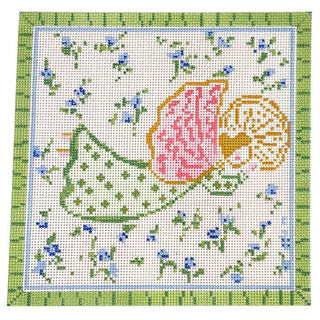 Green Singing Angel Painted Canvas Camilla Moss 
