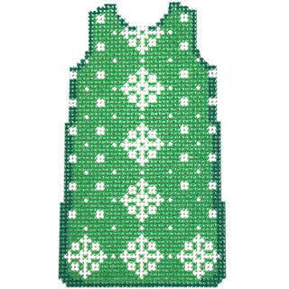 Green Snowflake Mini Shift Printed Canvas Two Sisters Needlepoint 
