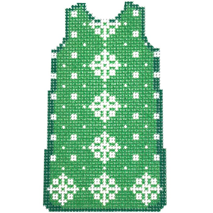 Green Snowflake Mini Shift Printed Canvas Two Sisters Needlepoint 
