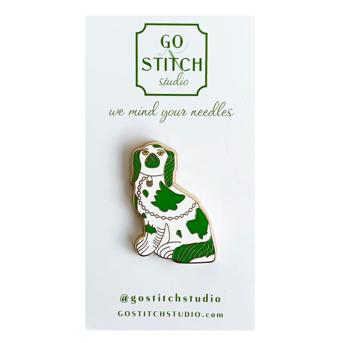 Green Staffordshire Dog Needle Minder Accessories Go Stitch Studio  - 1