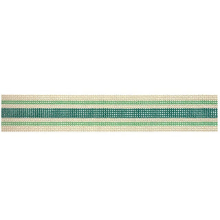 Green Stripe Key Fob Printed Canvas Two Sisters Needlepoint 
