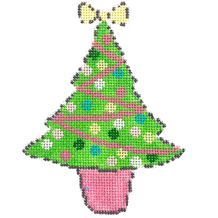 Green Tree with Ornaments Painted Canvas KCN Designers 
