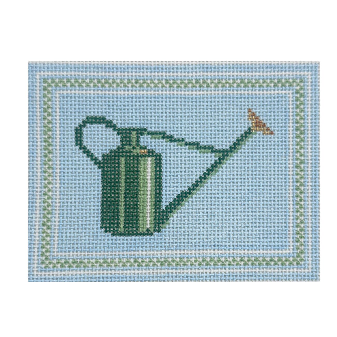 Green Watering Can Painted Canvas Goodpoint Needlepoint  - 1