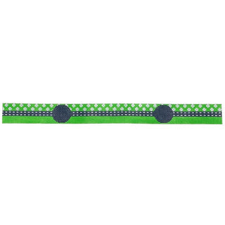 Green & White Polka Dot Long Key Fob Painted Canvas Danji Designs 
