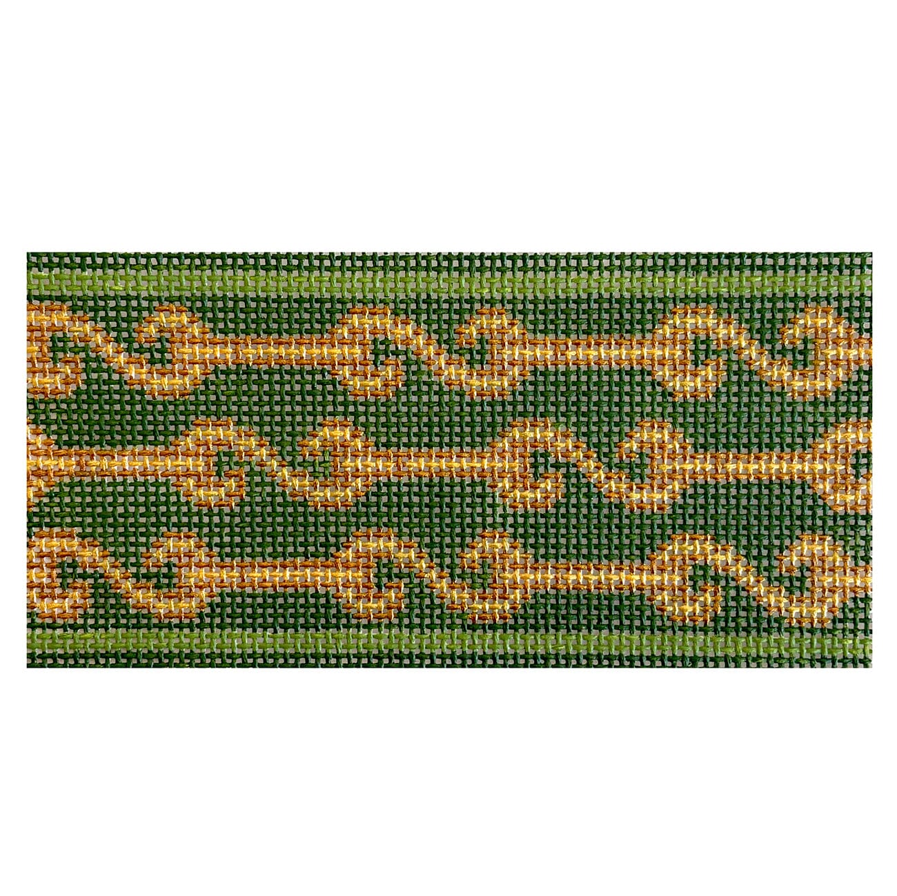 Green/Gold S Clasp 3x6 Painted Canvas Goodpoint Needlepoint  - 1