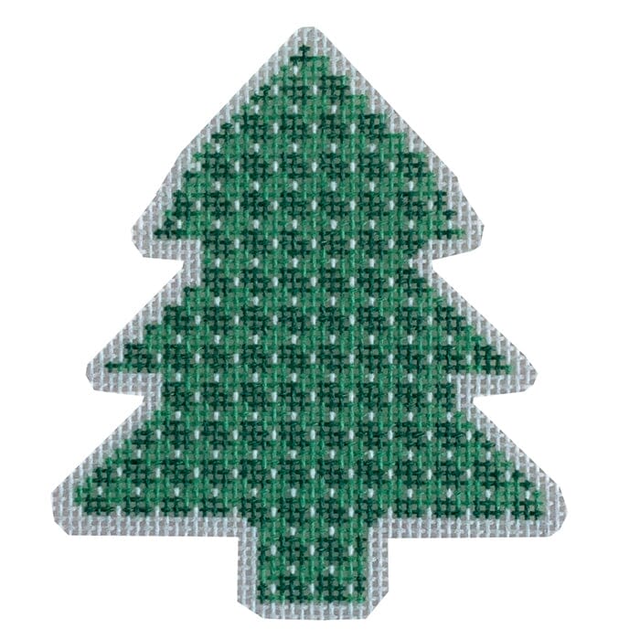 Green/Silver Criss Cross Tree Printed Canvas Two Sisters Needlepoint 
