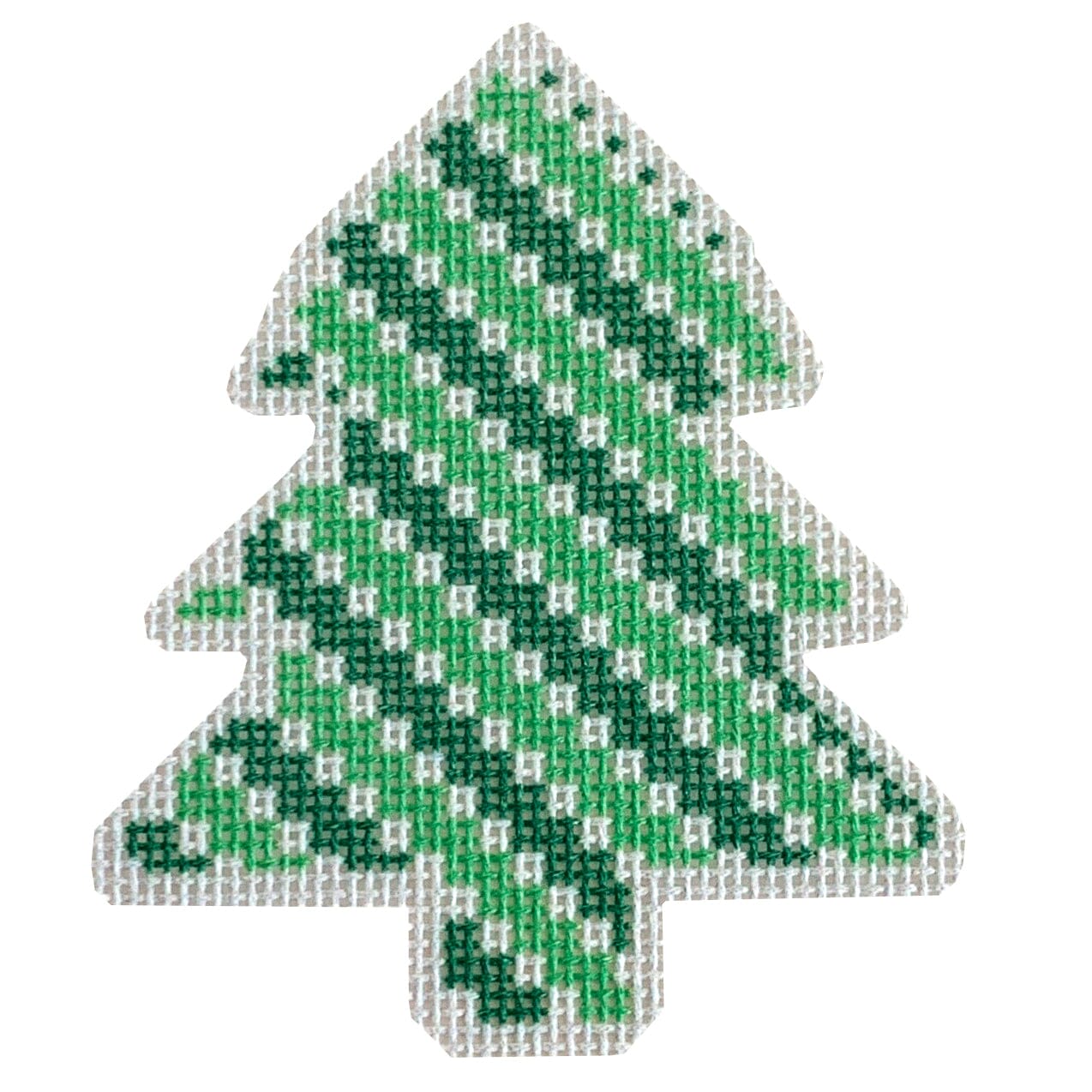 Green/Silver Mosaic Tree Printed Canvas Two Sisters Needlepoint 
