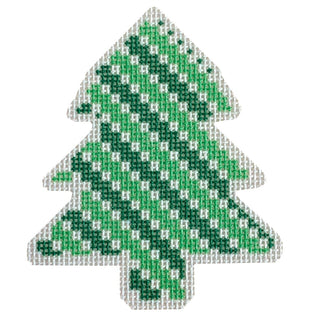 Green/Silver Mosaic Tree Printed Canvas Two Sisters Needlepoint 
