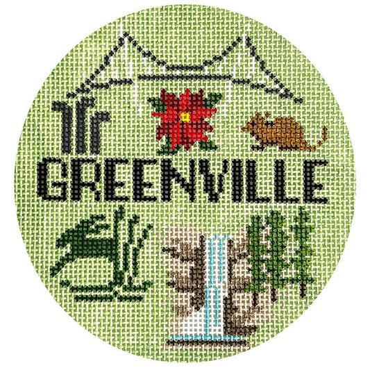 Greenville Ornament Painted Canvas NeedlePoint Cottage 