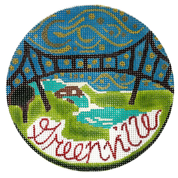 Greenville Round   Liberty Bridge Atlantic Blue Canvas 
