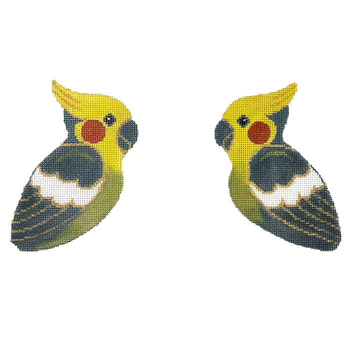 Grey Cockatiel 2 Sided Clip On Printed Canvas Labors of Love Needlepoint  - 1