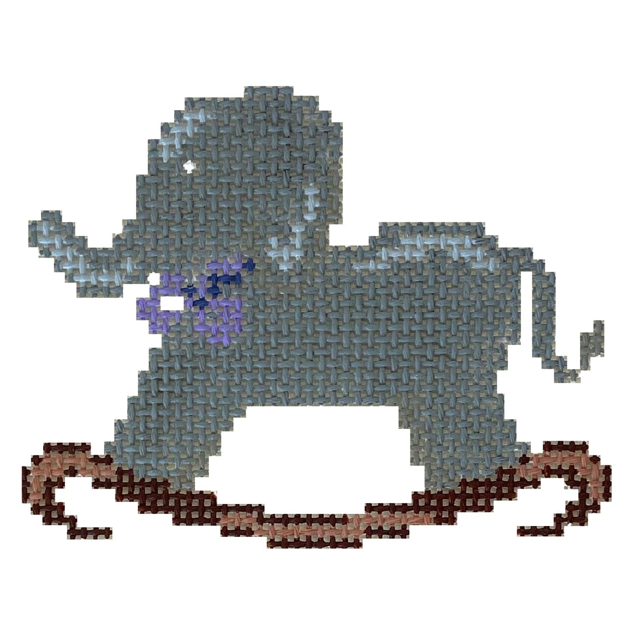 Grey Elephant Rocker Painted Canvas Anne Fisher Needlepoint LLC  - 1