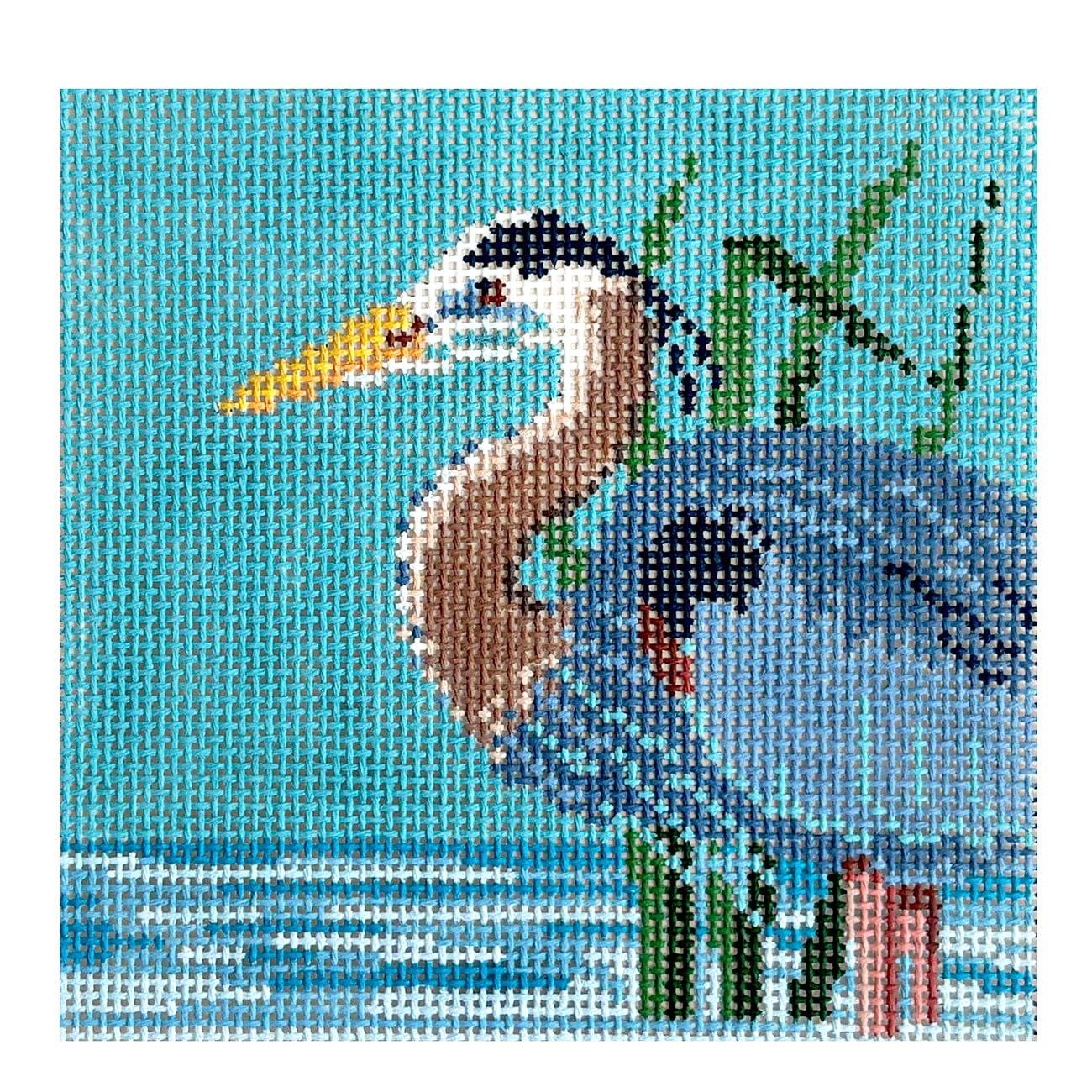 Grey Heron, Wading Birds Coaster Painted Canvas Susan Roberts Needlepoint Designs Inc.  - 1