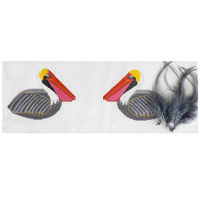 Grey Pelican 2 Sided Clip On Painted Canvas Labors of Love Needlepoint 
