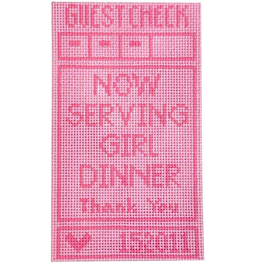 Guest Check - Now Serving Girl Dinner Painted Canvas NDLPT Designs 