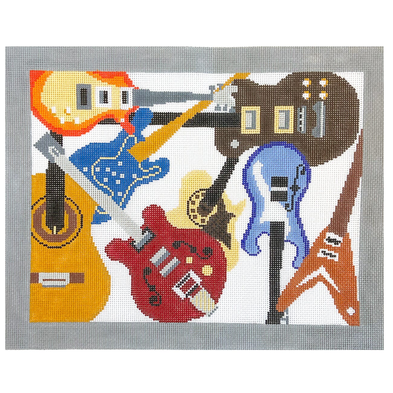 Guitars Collection, Rectangle Painted Canvas Susan Roberts Needlepoint Designs Inc. 
