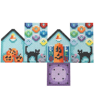 Halloween Cats Mini Cottage Printed Canvas Two Sisters Needlepoint 
