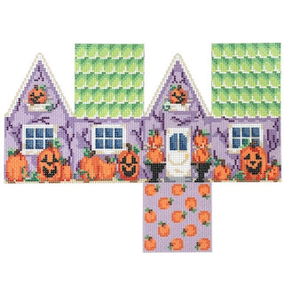 Halloween Cottage Printed Canvas Two Sisters Needlepoint 
