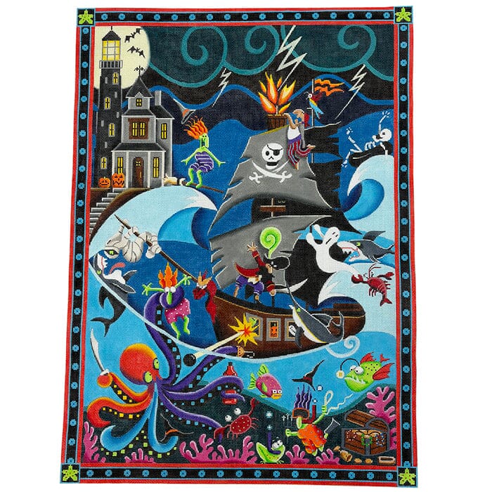 Halloween Cruise Mayhem on 18 Painted Canvas Rebecca Wood Designs 
