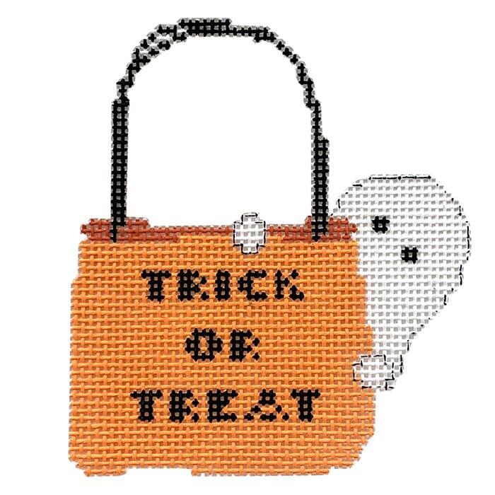 Halloween: Trick or Treat Bag w/Ghost Painted Canvas Painted Pony Designs  - 1